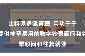 比特派多链管理  用功于于为用户提供神圣易用的数字钞票顾问和往复就业